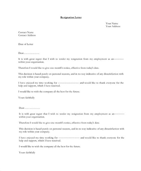 sample resignation letter templates   ms word