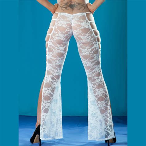 Ultra Sheer Lace Super Sexy Pants In White Exotic Wear Or