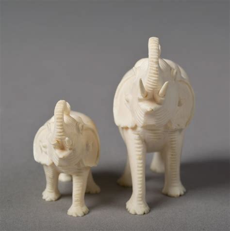 2 Chinese Carved Ivory Elephants