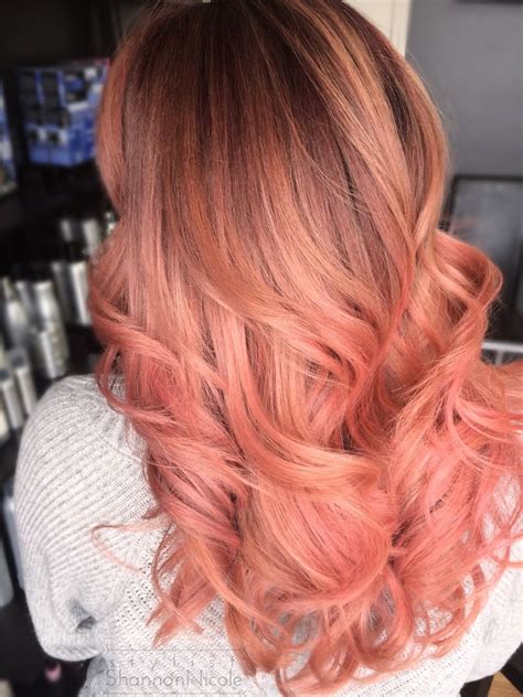 pretty in peach peach pink balayage haircolor coral hair color peach hair colors hair color