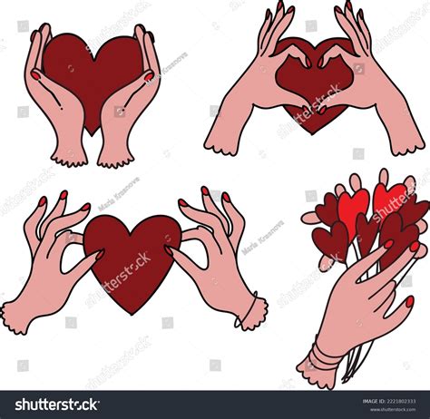Human Hands Holding Heart Color Vector Stock Vector Royalty Free