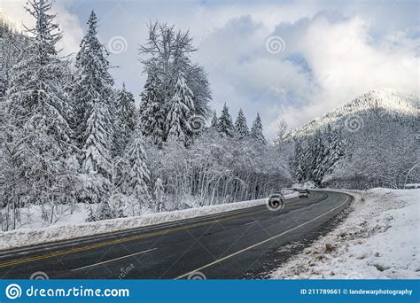 Careful Mountain Descent In Snowy Conditions Editorial Photo Image Of