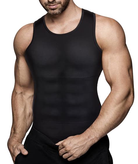 Mens Compression Shirt Slimming Body Shaper Vest Workout Tank Tops Abs