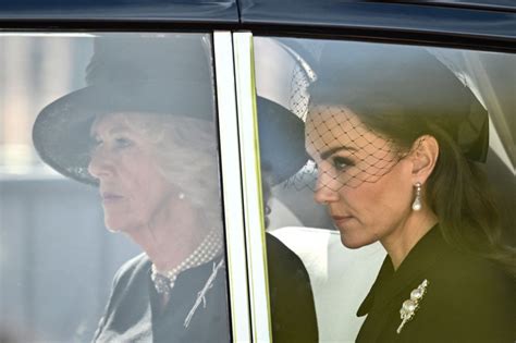 Camilla Kate Middleton And Meghan Markle Follow The Queens Coffin In Solemn Procession To