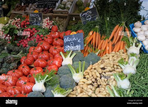 France Paris Fresh Vegetables At A Paris Market Stock Photo Alamy