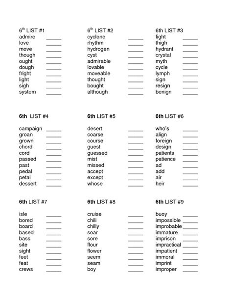 Sixth Grade Sight Word Listdoc Sight Words Sight Words List