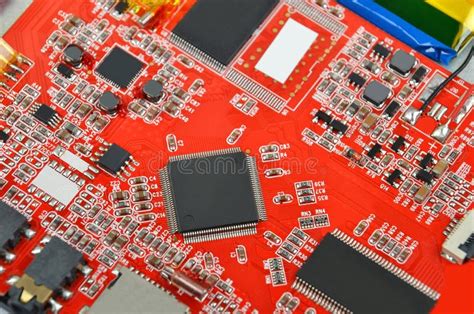 Red Computer Motherboard Stock Image Image Of Capacitor 69917677