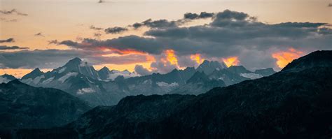 Download Wallpaper 2560x1080 Mountains Clouds Landscape Peaks