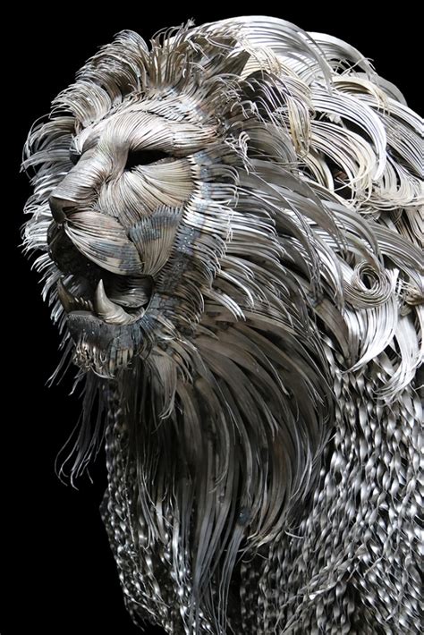 Incredible Lion Sculpture Made From Hand Cut Steel Weighs Over 700 Pounds