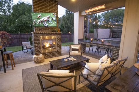 Double Sided Fireplace Paradise Restored Landscaping Outdoor Living