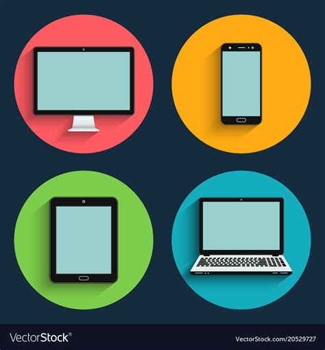 Gadget Flat Icons Mobile Devices Royalty Free Vector Image