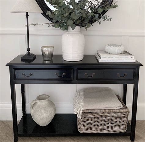 Black Console Table With Two Drawers Annie Mos Black Console Table