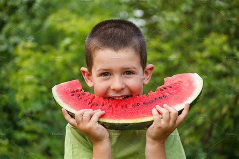 Kid Eating Watermelon High Quality People Images ~ Creative Market