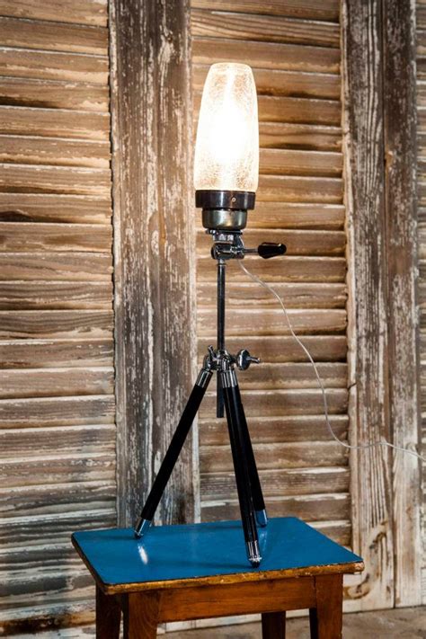 Table And Floor Lamp Upcycled Vintage Camera Tripod And Alcohol Shaker Lamp Floor Lamp