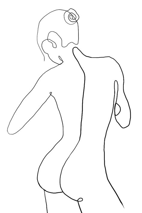 Womans Figure Continuous Line Art Drawing Line Art Drawings Line