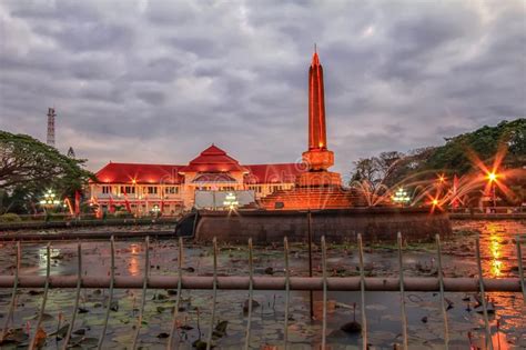 Beautiful Malang Tugu Square or KM 0 Malang with Beautiful Park at the