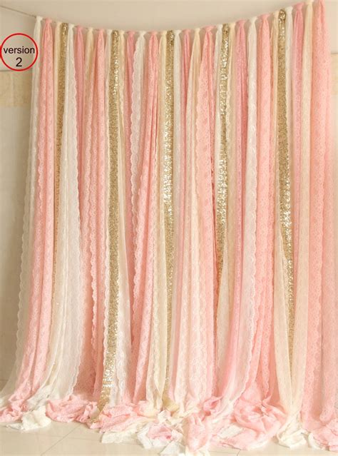 Blush Pink White Lace Fabric Gold Sparkle Photobooth Backdrop Etsy