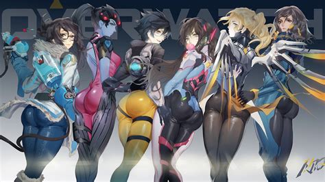Rule 34 6 Girls 6girls Angry Asian Ass Bodysuit D Va Dat Ass Female Female Only Looking At