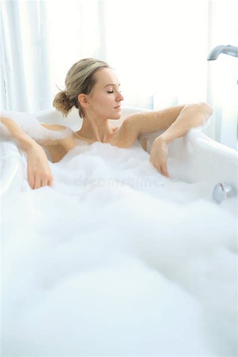 Woman In A Bathtub Stock Image Image Of Bathtub Soap