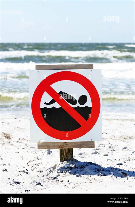 Warning Sign No Swimming Stock Photo Alamy
