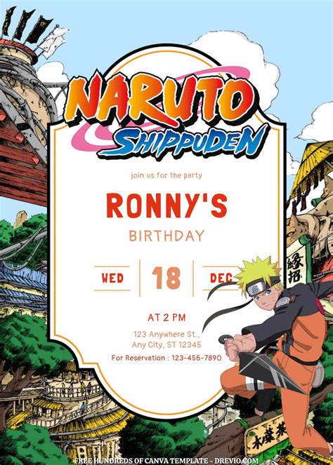 16 Naruto Shippûden Canva Birthday Invitation Templates Download Hundreds Free Printable