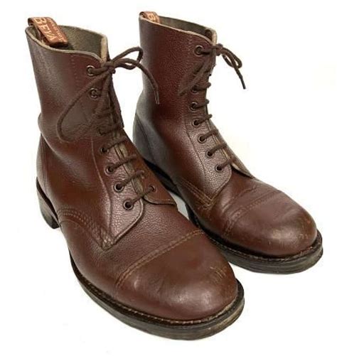 Original 1950s Mens Brown Leather Ankle Boots By Beva Size 10 In