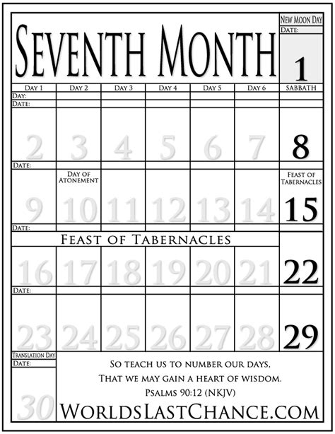 7th Month Hebrew Calendar Jaine Lilllie
