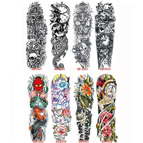 Buy 3pc Temporary Tattoo Sleeve Designs Full Arm