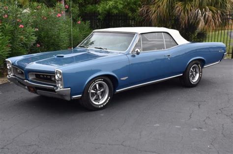 1966 Pontiac Gto Convertible 389ci V8 4 Speed Ps Pb 0 Fontaine Blue