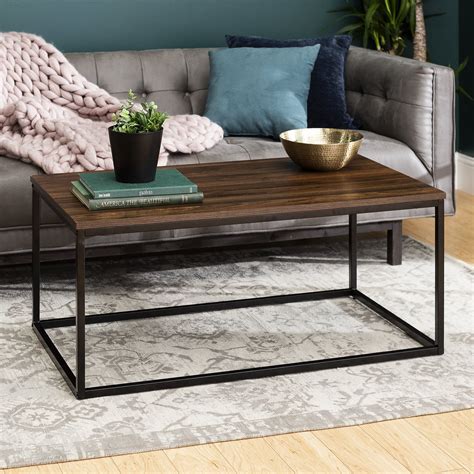 Transitional Dark Walnut Mixed Material Coffee Table By Manor Park