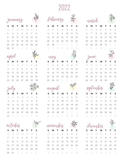 2022 Calendar Printable One Page World Of Printables 2022 One Page