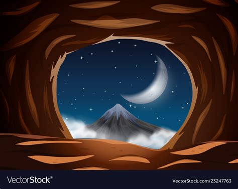 Night View From The Cave Royalty Free Vector Image