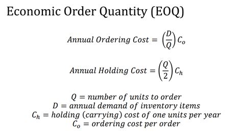 Solved Economic Order Quantity Eoq Annual Ordering Cost
