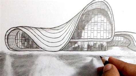 How To Draw Famous Building Heydar Aliyev Center Youtube