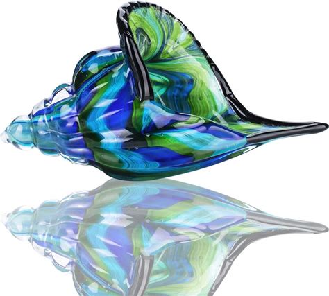 Glass Conch Hand Blown Seashell Art Glass Figurine