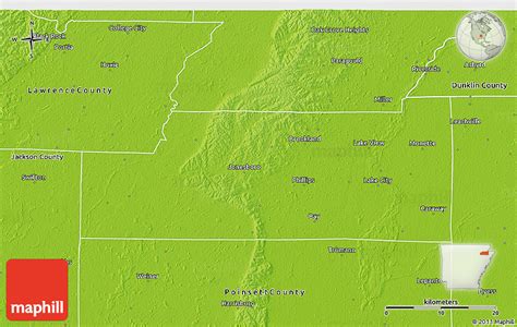 Physical 3d Map Of Craighead County