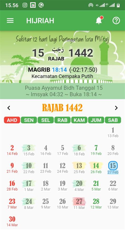 Kalender Hijriah Masehi Jadwal Puasa Sunnah For Android Apk Download