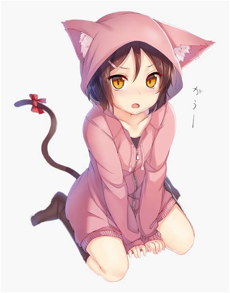 animegirl cat neko cute kawaii nekogirl catjacket neko anime girl cat cute hd png
