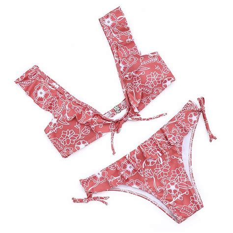 New Floral Printed Push Up Brazilian Bikini Set Women Swimwear Sexy