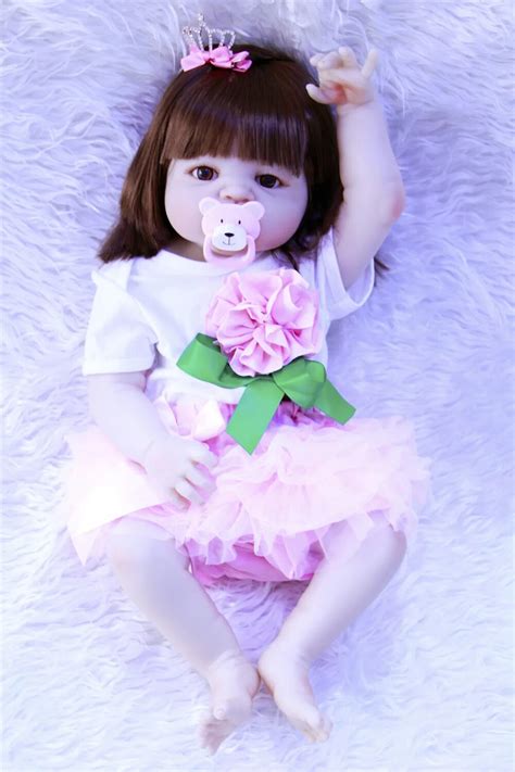 55cm Full Body Silicone Reborn Girl Baby Doll Toys 22inch Newborn