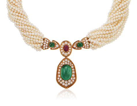 Harry Winston Emerald Diamond Ruby And Pearl Necklace Christies