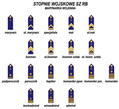 Wizerunki stopni wojskowych w SZ RB na różnego typu umundurowaniu.