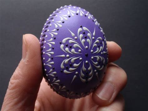 Easter Egg Pysanka In Purple Wax Embossed Chicken Egg Polish Etsy