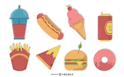 Junk Food Illustration Set Vector Download