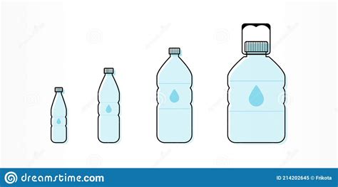 Plastic Bottles With Water Icon Set Different Sizes Vector