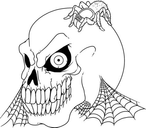 Touch device users, explore by touch or with swipe gestures. Scary Skull And Tarantula Coloring Page : Coloring Sky