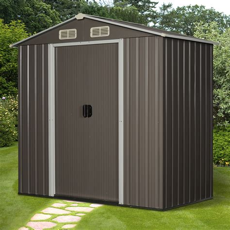 Outsunny 6x4ft Corrugated Metal Garden Storage Shed W