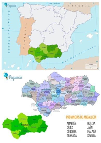 Mapa De Andalucía Físico Y Político Para Imprimir Y Estudiar