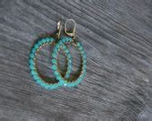 Items Similar To Turquoise Drop Hoops Dangle Earrings On Etsy