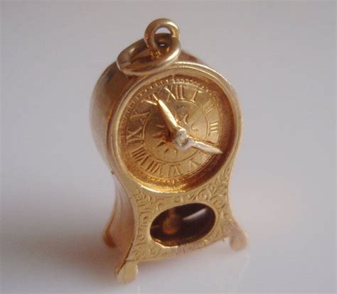 9ct Gold Clock With Moving Hands Charm Etsy Uk Gold Clock Clock